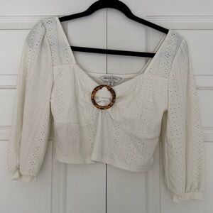 Brave Soul White Eyelet Blouse with Ring Detail